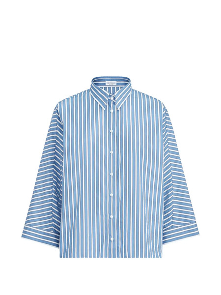  Brunello Cucinelli Stripe Poplin Shirt - Blue 