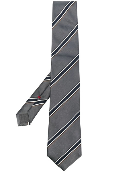  Brunello Cucinelli Stripe-print Satin Tie - Grey 