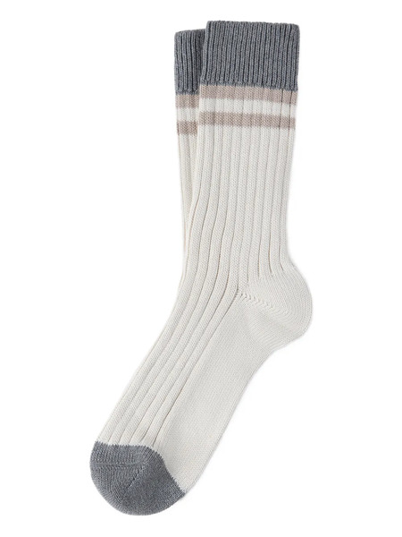  Brunello Cucinelli Striped Cotton Socks - Neutrals 