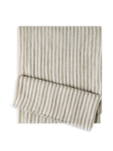  Brunello Cucinelli Striped Fringed Scarf - Green 