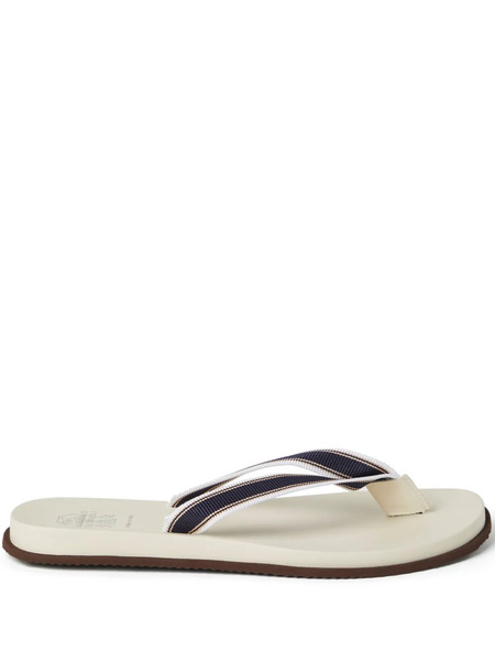  Brunello Cucinelli Striped Leather Flip Flops - Blue 