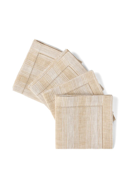  Brunello Cucinelli Striped Linen Napkins (pack Of Four) - Neutrals 