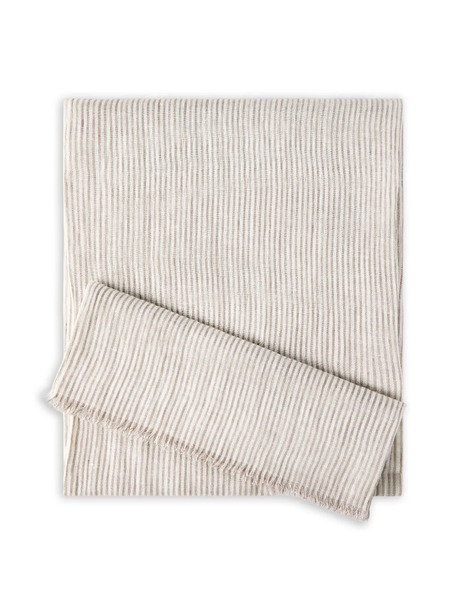  Brunello Cucinelli Striped Linen Scarf - Neutrals 