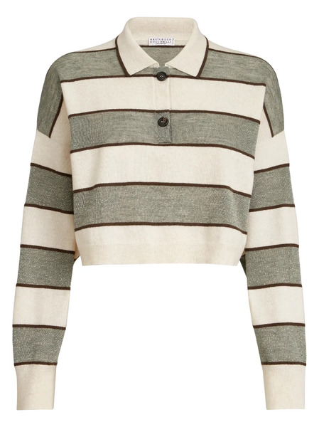  Brunello Cucinelli Striped-pattern Polo Shirt - Neutrals 