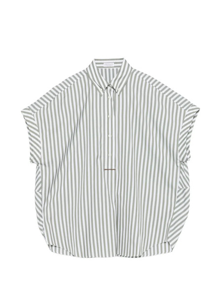  Brunello Cucinelli Striped-pattern Polo Top - Green 