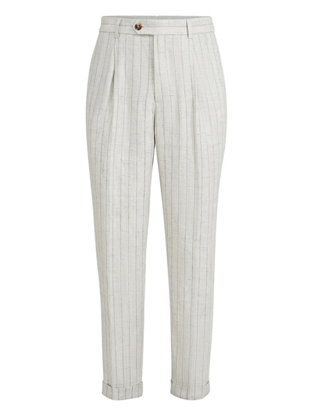  Brunello Cucinelli Striped Pleated Trousers - Grey 