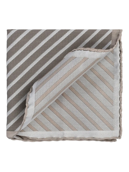  Brunello Cucinelli Striped Pocket Square - Grey 
