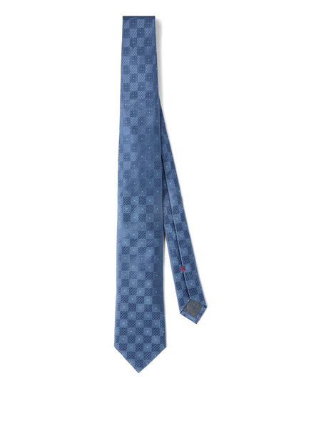  Brunello Cucinelli Textured Pattern Silk Tie - Blue 