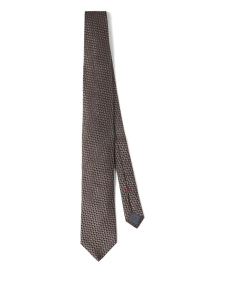  Brunello Cucinelli Textured Silk Tie - Brown 