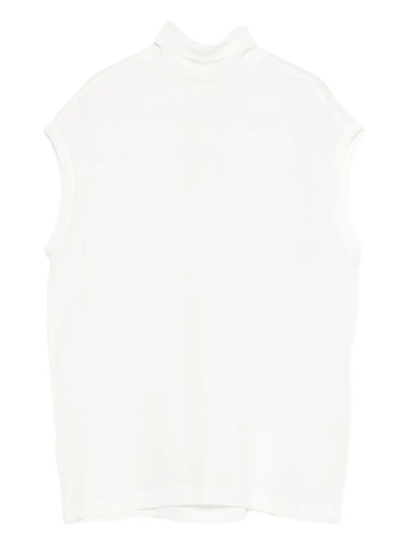  Brunello Cucinelli Turtleneck Sleeveless Top - White 