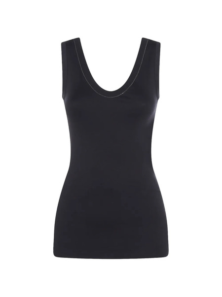  Brunello Cucinelli U-neck Top - Black 