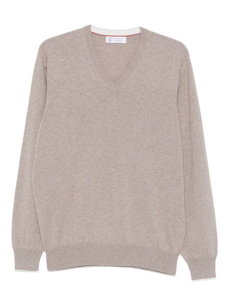  Brunello Cucinelli V-neck Cashmere Sweater - Neutrals 