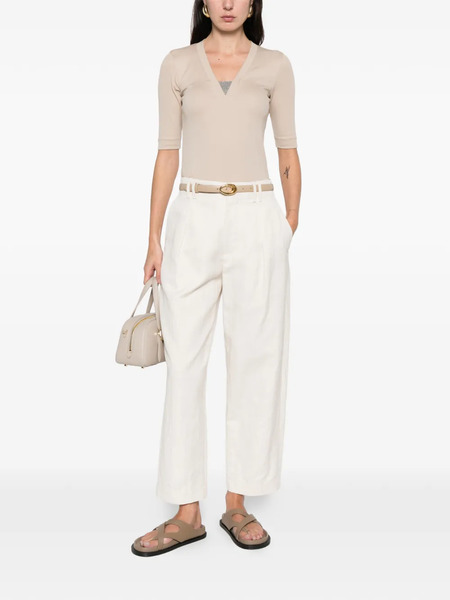  Brunello Cucinelli V-neck Short-sleeve T-shirt - Neutrals 