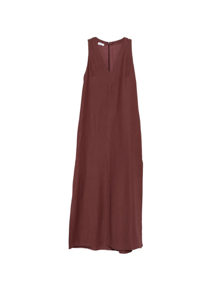  Brunello Cucinelli V-neck Slit Midi Dress - Red 