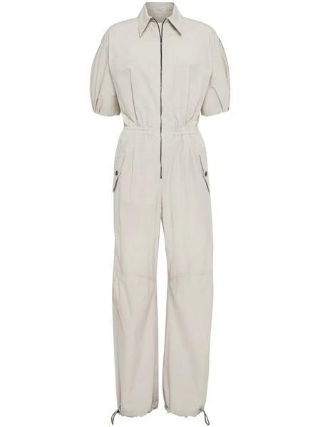  Brunello Cucinelli Wide-leg Cotton Jumpsuit - Neutrals 