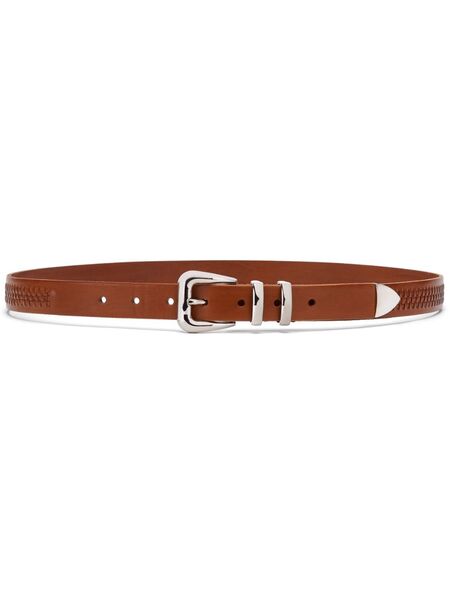  Brunello Cucinelli Woven Buckled Leather Belt - Brown 