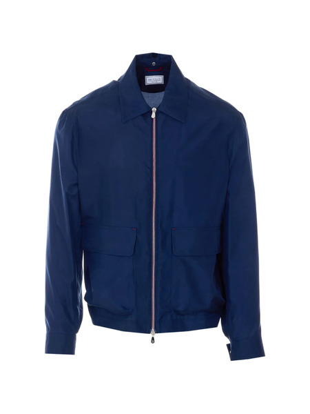  Brunello Cucinelli Zip Button Silk Jacket - Blue 