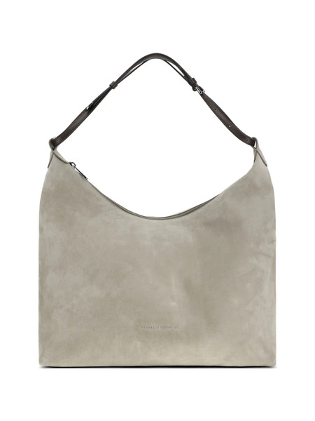  Brunello Cucinelli Zip Suede Shoulder Bag - Grey 
