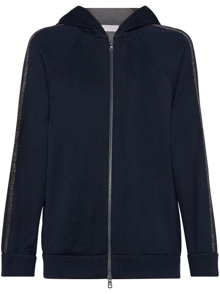  Brunello Cucinelli Zip-up Cotton-blend Hoodie - Blue 