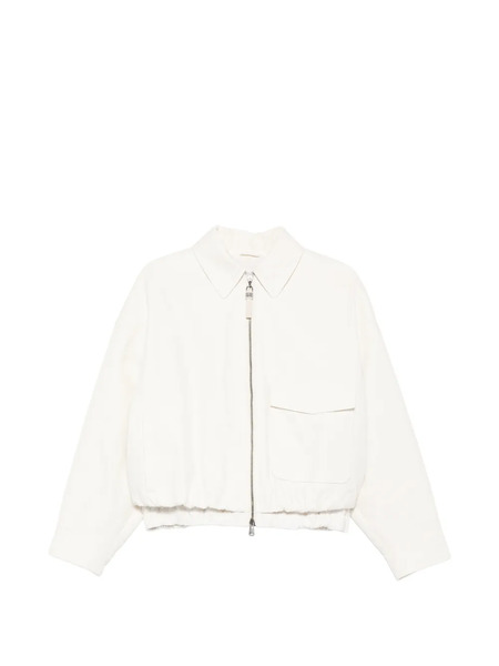  Brunello Cucinelli Zipped Pocketed Bomber Jacket - Neutrals 