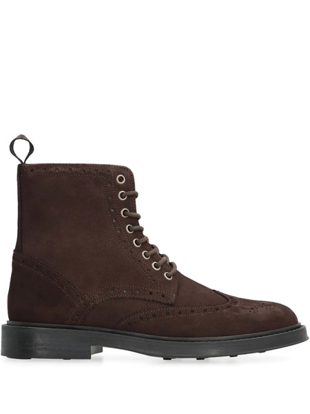 Bruno Magli Brogued Suede Ankle Boots - Brown 