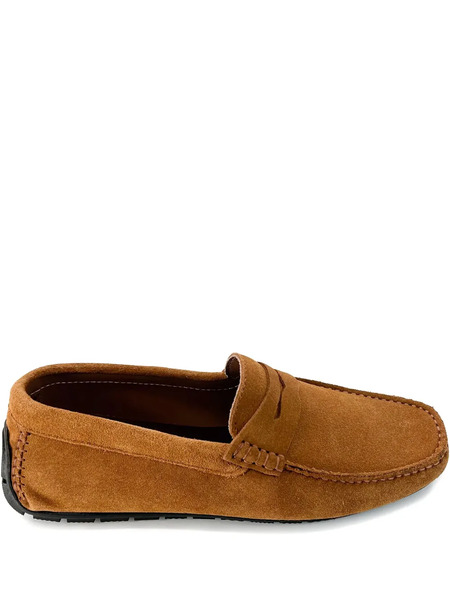  Bruno Magli Suede Penny Loafers - Brown 