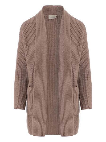  Bruno Manetti Patch Pocket Ribbed Knit Cardigan - Brown 