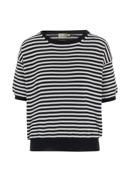  Bruno Manetti Striped-pattern Crew-neck Sweater - Black 