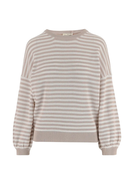  Bruno Manetti Striped Round-neck Top - Neutrals 