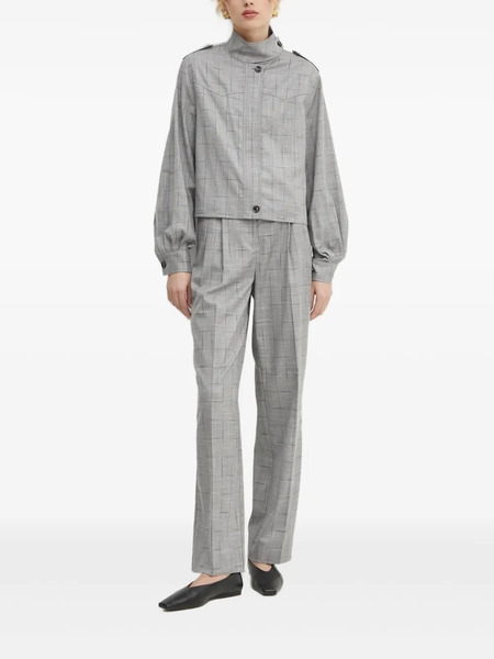  Bruuns Bazaar Checked High-neck Jacket - Grey 