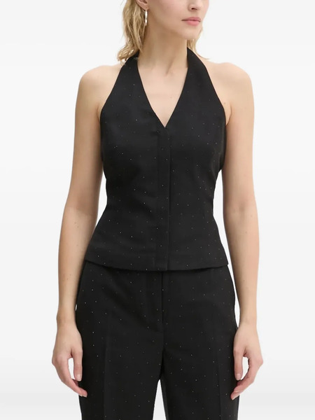  Bruuns Bazaar Corymbiabbbelia Halter-neck Embellished Top - Black 