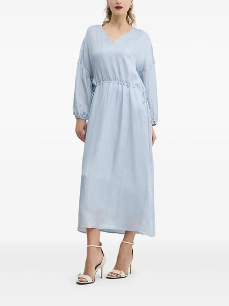  Bruuns Bazaar Drawstring Long-sleeves Midi Day Dress - Blue 