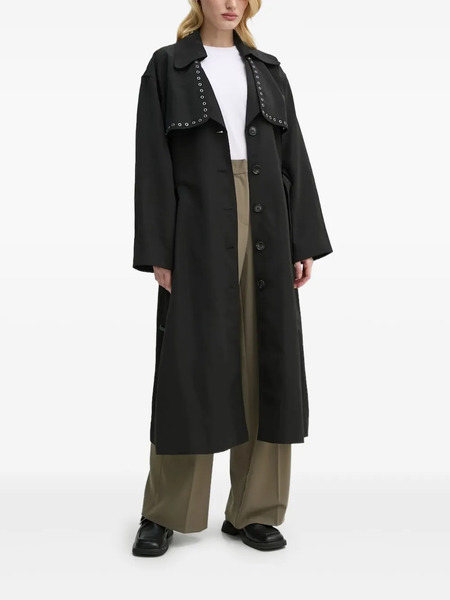  Bruuns Bazaar Eyelet-embellishment Belted Coat - Black 