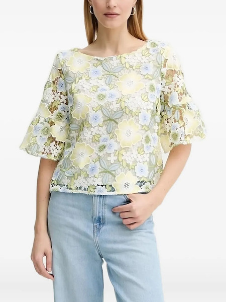  Bruuns Bazaar Floral Bell-sleeve Top - Green 