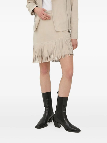  Bruuns Bazaar Fringe Suede Skirt - Neutrals 
