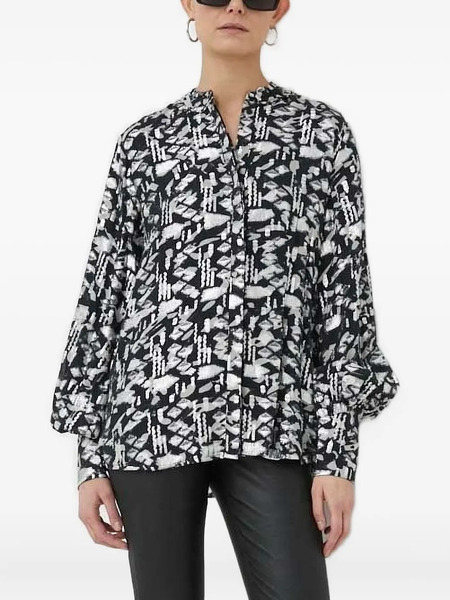  Bruuns Bazaar Geometric-print Long-sleeved Blouse - White 