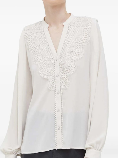  Bruuns Bazaar Lace-detail Blouse - Neutrals 