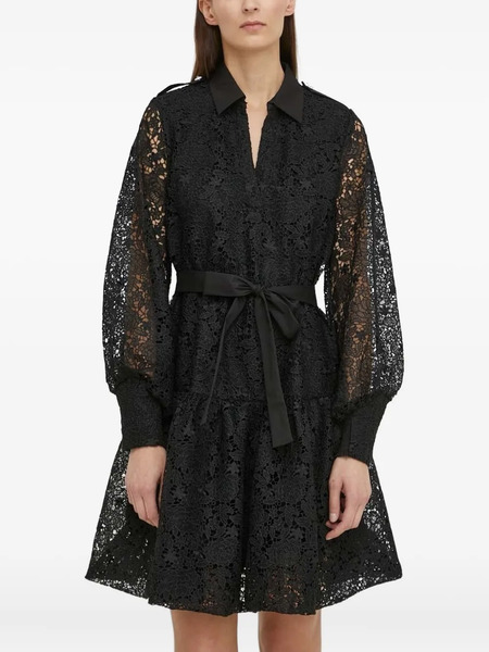  Bruuns Bazaar Lace-panel Tiered Mini Dress - Black 