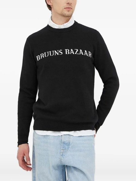  Bruuns Bazaar Logo-intarsia Crew-neck Sweater - Black 