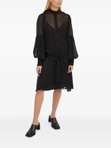  Bruuns Bazaar Metallic-stripe Midi Shirt Dress - Black 