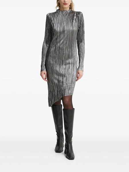  Bruuns Bazaar Pleated Puff-sleeve Midi Dress - Silver 