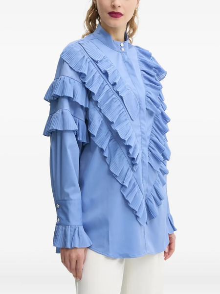  Bruuns Bazaar Pleated Ruffle Blouse - Blue 