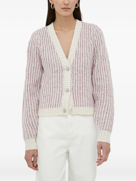  Bruuns Bazaar Ribbed Jewel-button Cardigan - Purple 