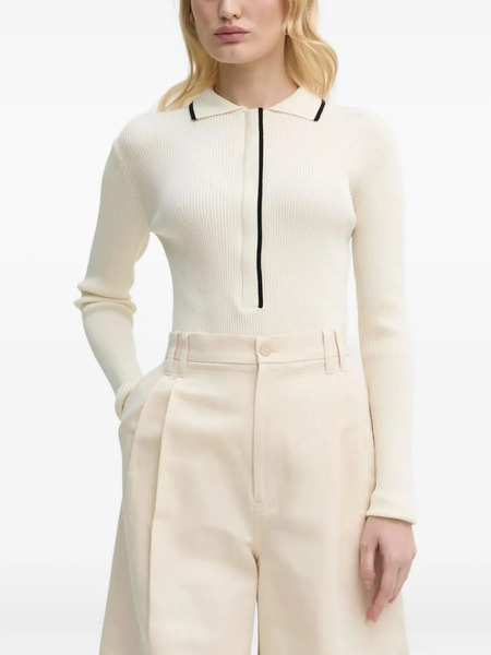  Bruuns Bazaar Ribbed Polo Neck Cardigan - White 