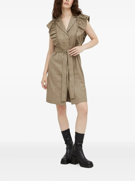  Bruuns Bazaar Ruffle-detail Belted Mini Dress - Brown 