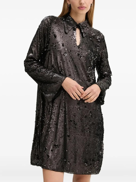  Bruuns Bazaar Sequin Embellished Mini Party Dress - Black 