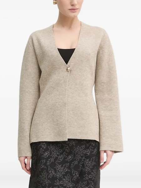  Bruuns Bazaar Single-button V-neck Cardigan - Neutrals 