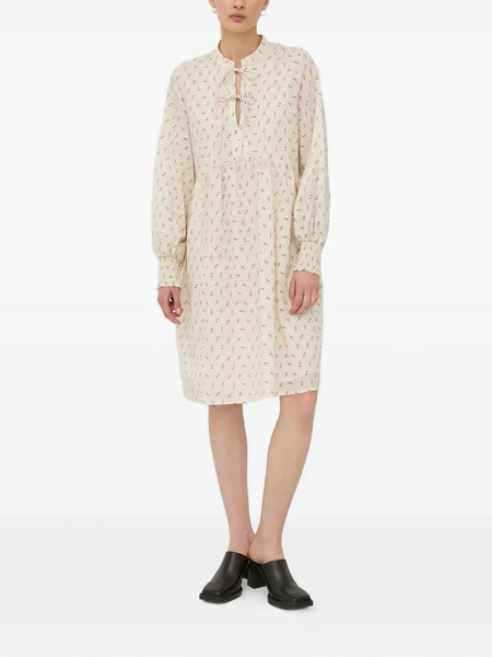  Bruuns Bazaar Tie-neck Printed Midi Dress - Neutrals 