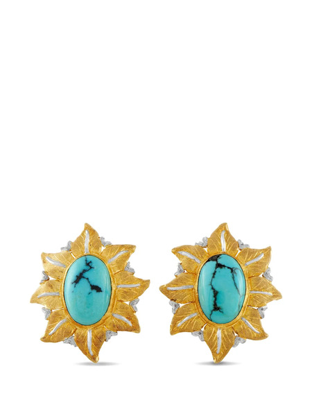  Buccellati Floral Turquoise Earrings - Gold 