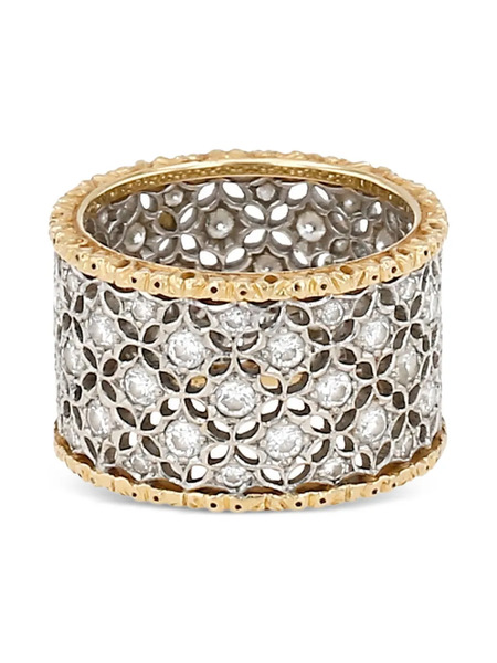  Buccellati Pre-owned 18k Yellow And White Gold Scacchi Diamond Ring - Silver 